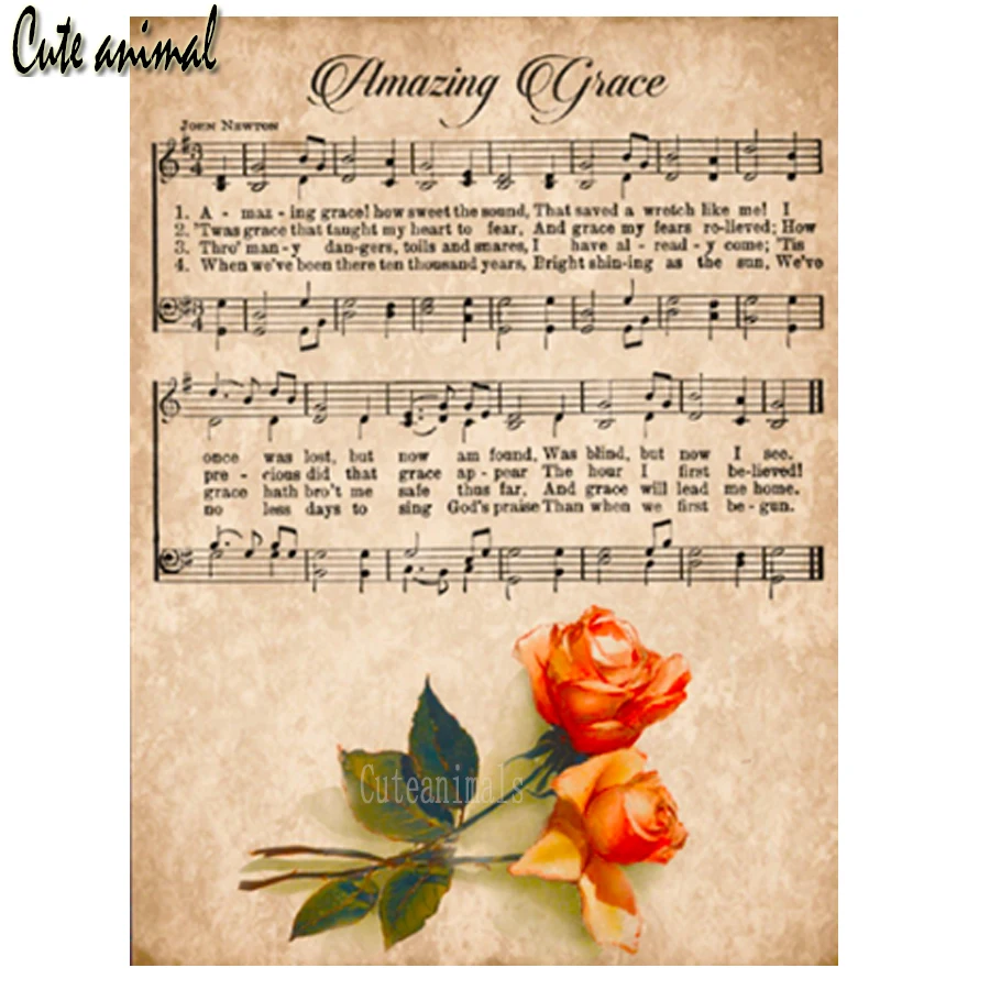 DIY алмазная живопись 5d ретро лист музыка Роза крестиком набор Алмазная вышивка