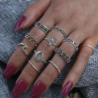 women boho silvergold shell sea star crown heart wave flower rings vintage retro bohemian rings set joint finger gift jewelry