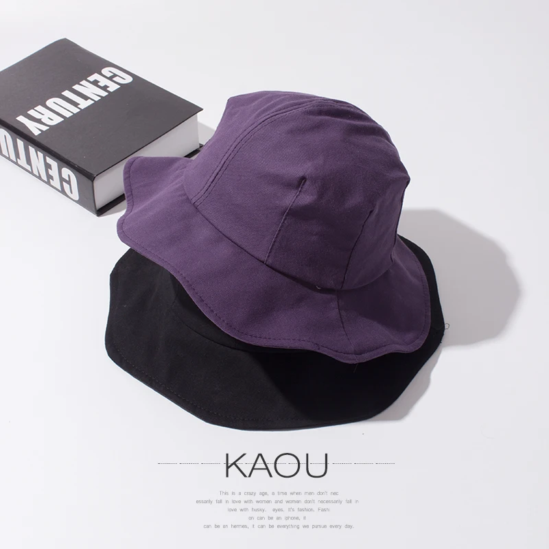 

New Korean Retro Casual Solid Color Bucket Hat Womens Foldable Fisherman Hats Lovers Cap Summer Outdoor Wide Brim Sun Visor Caps