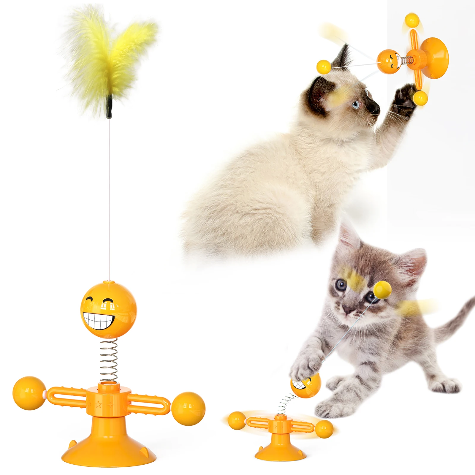 Pet Toy Self-Hey Cat Spring Human Feather Funny Cat Stick Anti-Boring Tumbler Sucker Set Pet Supplies