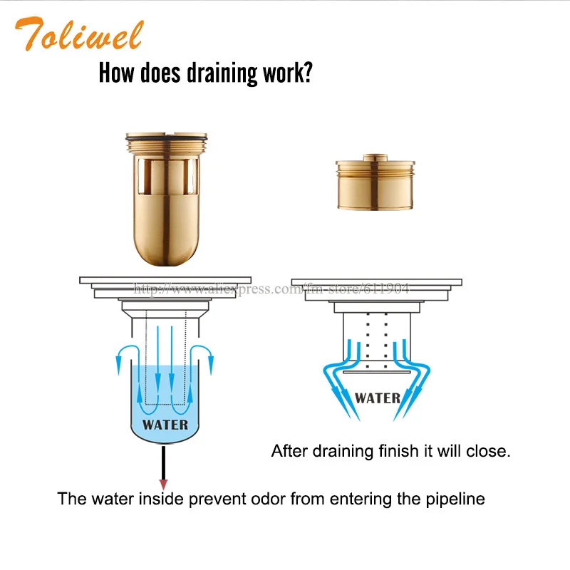 Античная латунь прямоугольная ванная душевая сливная напольная ловушка для