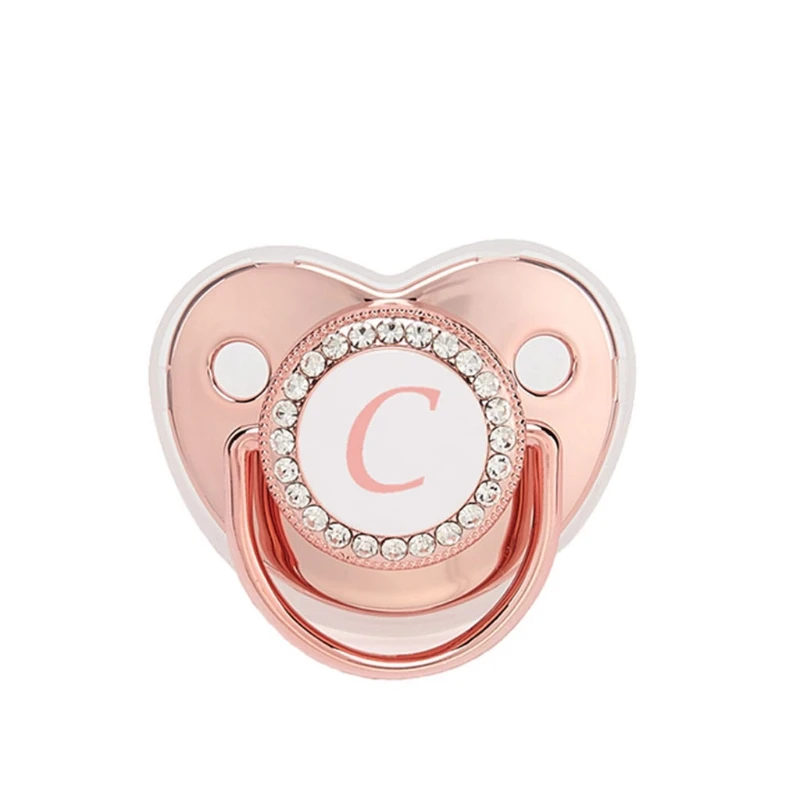 

Name Initial Letters Silicone Newborn Kids Baby Orthodontic Dummy Pacifier Rose Gold Teat Nipple Soother Baby Pacifier