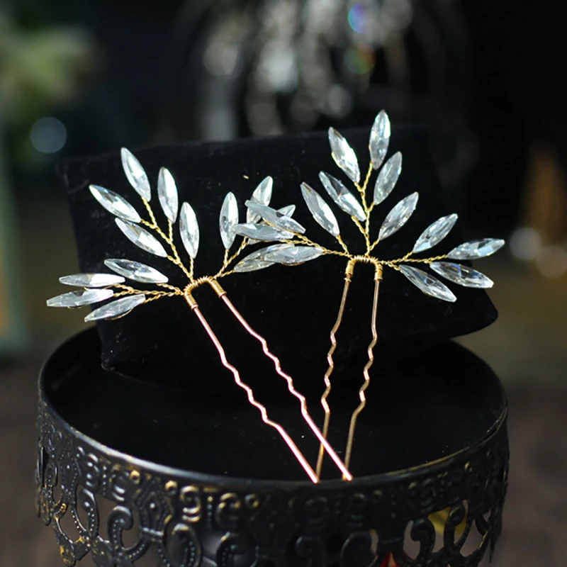 Набор из трех заколок для волос Стразы в винтажном стиле классический свадебный