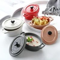 matte dan shaped stew cup with lid two ears water proof baking cup shufulei baking bowl ceramic soup cup breakfast soup bowl