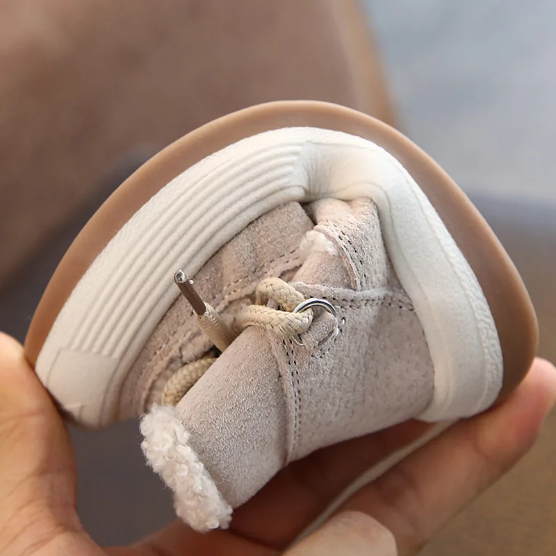 Зимние теплые ботильоны для малышей 12-18 см модные зимние ботинки на молнии с