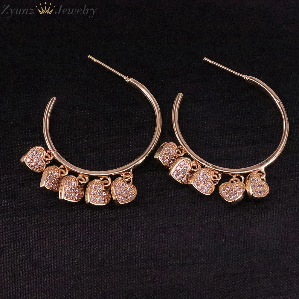 

5 Pairs, Vintage Heart Unusual Earrings CZ Stud Earrings For Woman Hanging Earrings Gold-Color Piercing 2021 Trend Women Jewelry