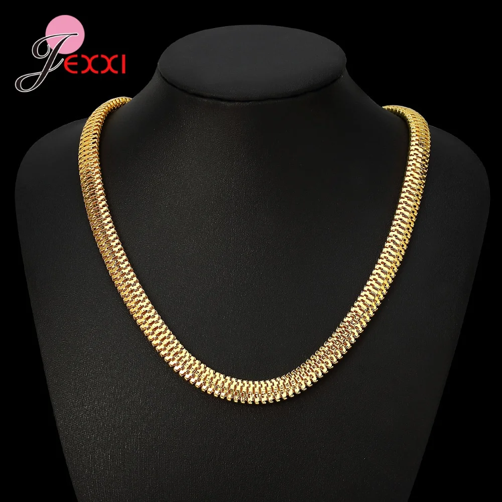 Мужское ожерелье с змеиным плетением из желтого золота ширина 10 мм гибкие