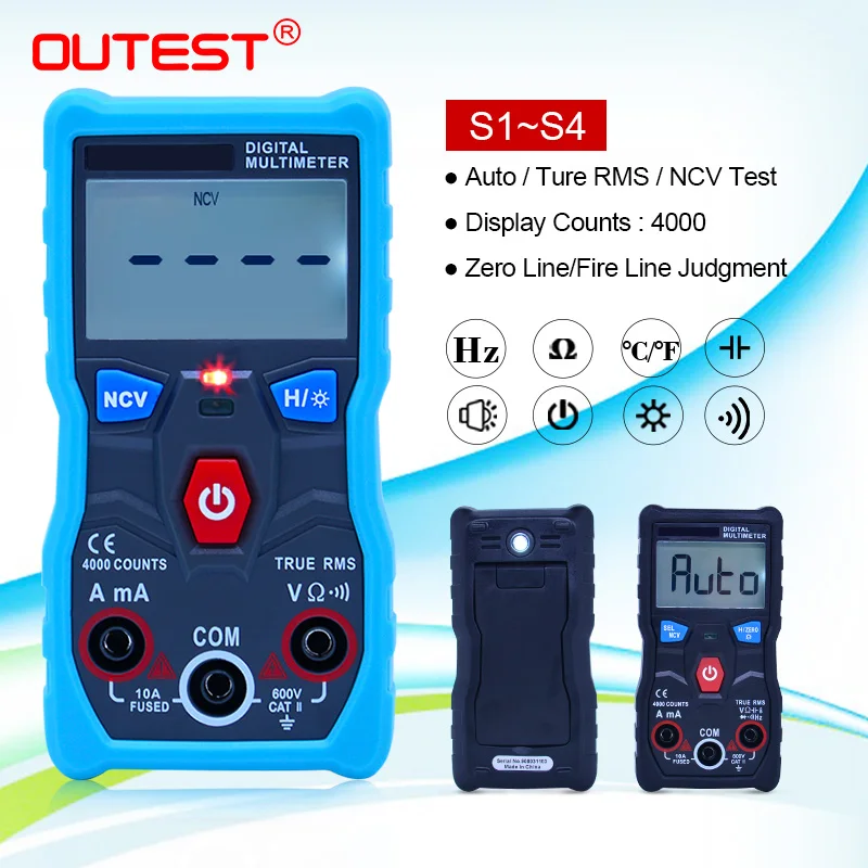 ZOYI ZT-S1/ZT-S2/ZT-S3/ZT-S4 4000 отсчетов Автоматический диапазон True RMS ЖК-цифровой мультиметр с NCV удержанием данных и ЖК-подсветкой+ коробка EVA