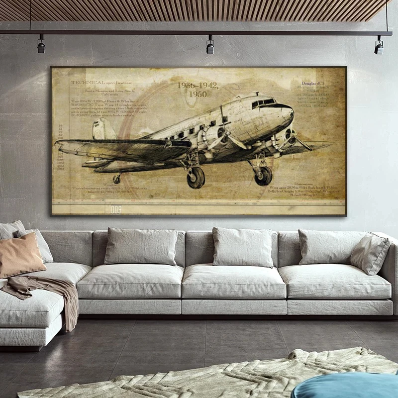 

Retro Poster Vintage Airplane Canvas Painting Modern Home Decor Aircraft Prints Wall Art Pictures for Living Room Sofa Cuadros