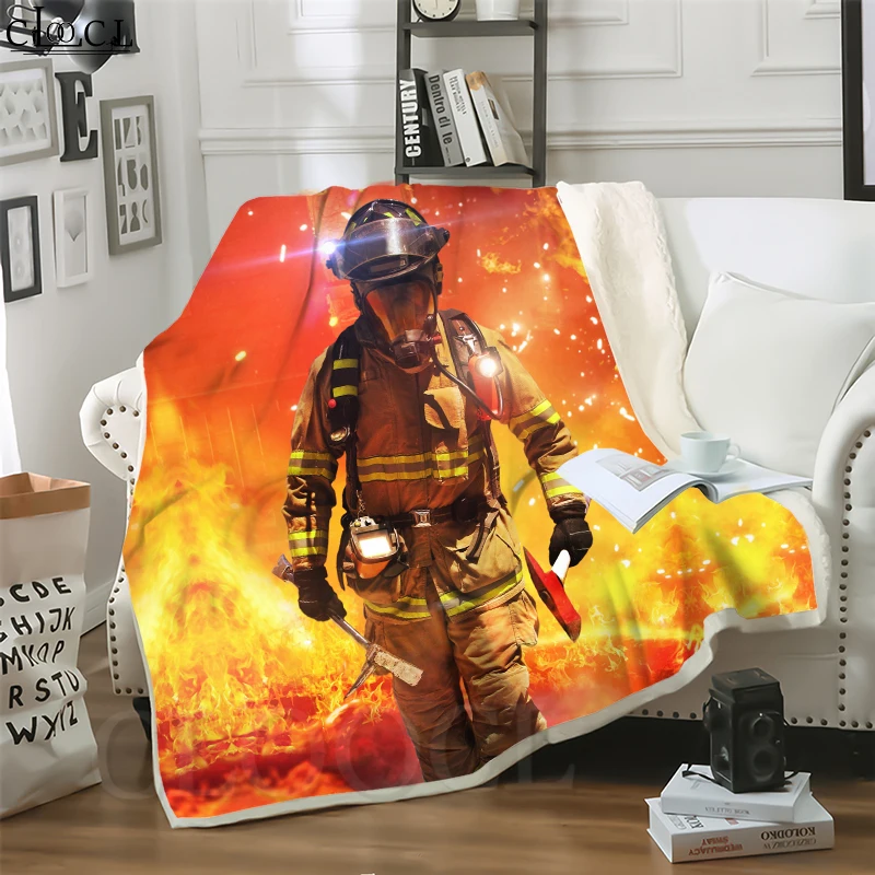 

Thick Blanket Firemen Printed Double Layer Adult Kid Quilt for Bedding Cover Sofa Travel Office Character Throw Blanket
