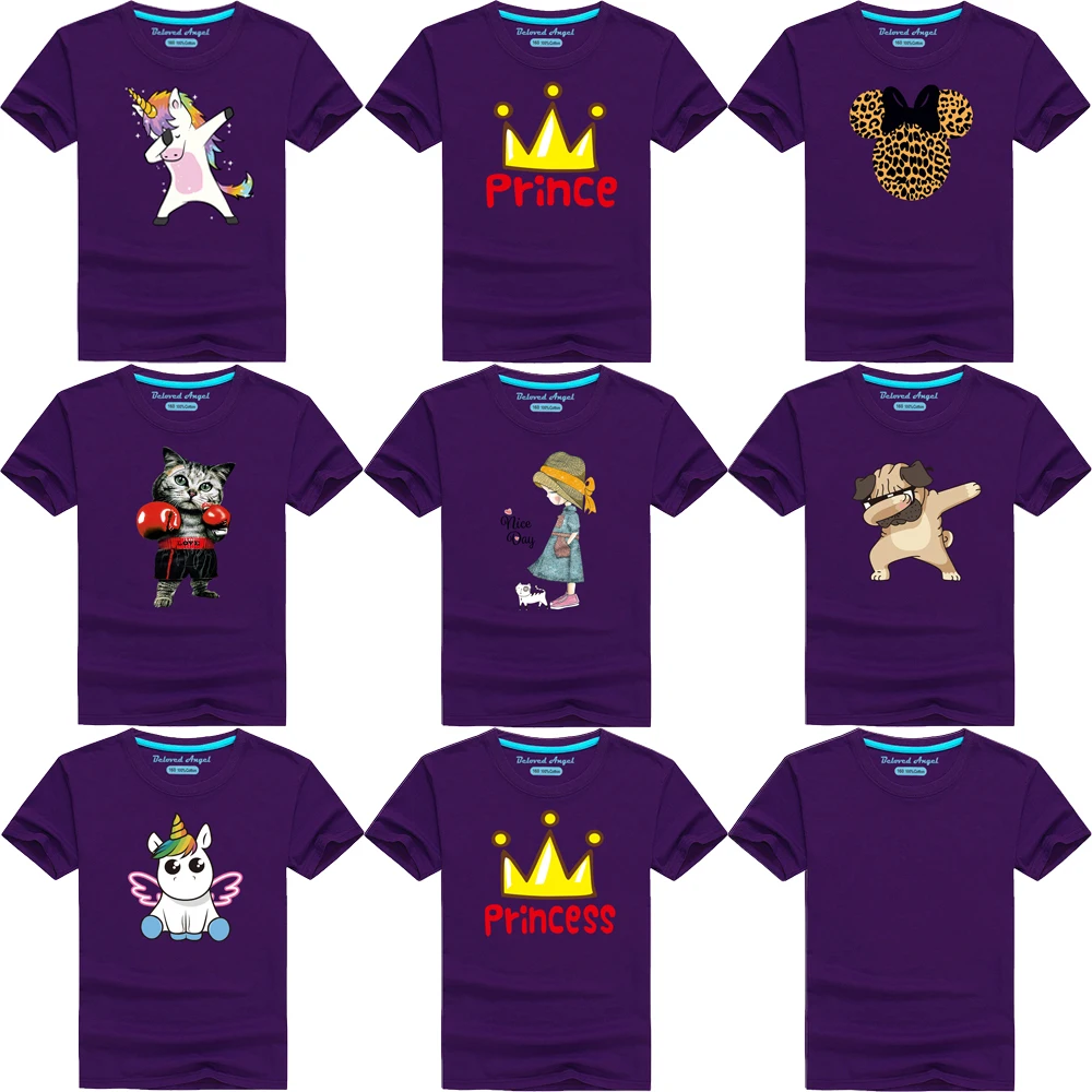 

Kids Purple T Shirt Boys Girls 3D Unicorn Printed T-shirts Harajuku Style Tshirt Streetwear Cotton Tops For Children Clothes