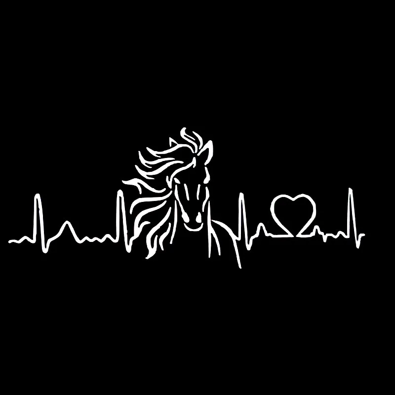 

Car Sticker Fashion Horse Heartbeat Car Sticker Animal Car Styling Waterproof PVC Sticker Black/Silver 20cm*7.9cm