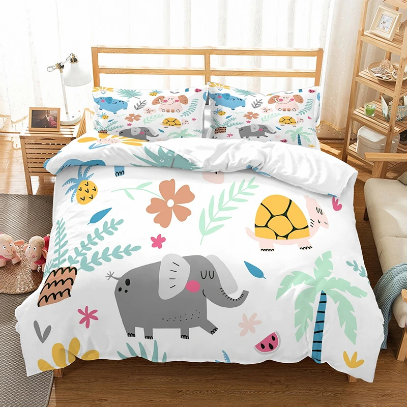 

Yi chu xin cartoon 3d Elephant bedding set luxury kids duvet cover set single size bed comforter Custom size