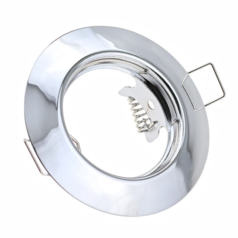 

10pcs New Arrival Chrome Round LED Down Light Fixture GU10 MR16 Holder Fittings Frame Led Spot Light Cutout 60mm Indoor Lighting