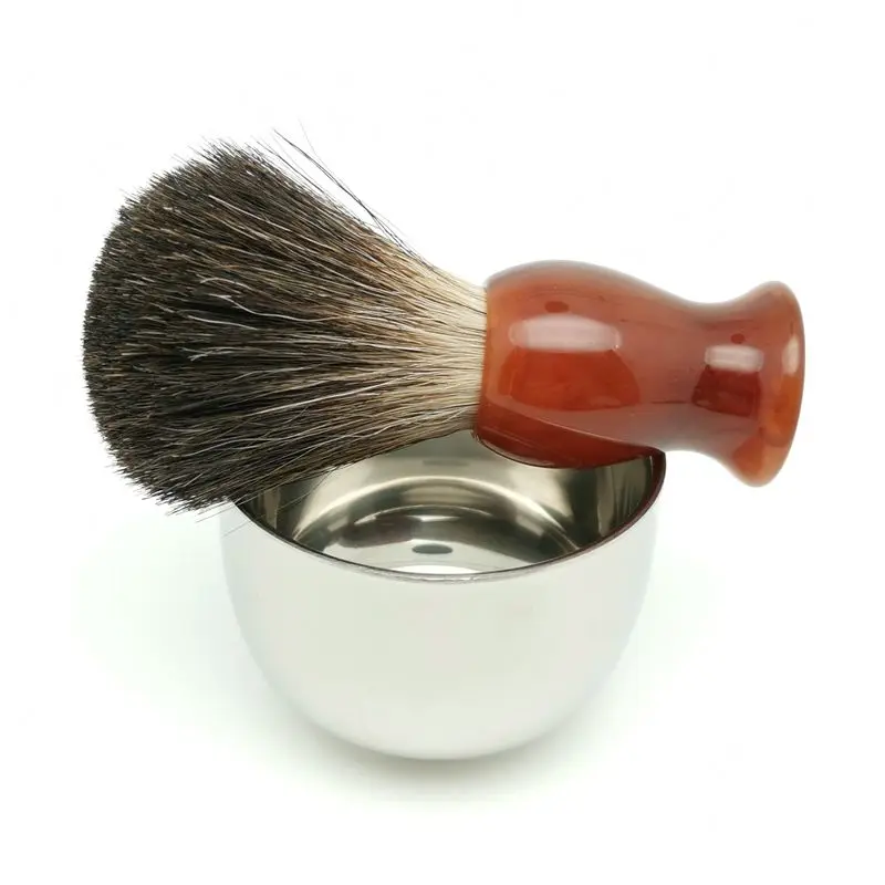 TEYO Black Badger Hair Shaving Brush and Shaving Cup Set Perfect for Shave Cream Safety razor Beard