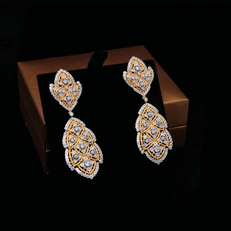 

S925 Silver Triangle Splicing Leaf Separation Earrings 210316-44
