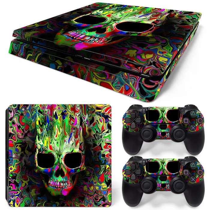Череп дизайн ПВХ кожи наклейка для PS4 Тонкий консоли и контроллеры стикер s для ps4 тонкий кожи стикер
