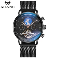 ailang fashion luminous business calendar week waterproof casual tourbillon automatic relogio masculino mens wrist watch 8613b