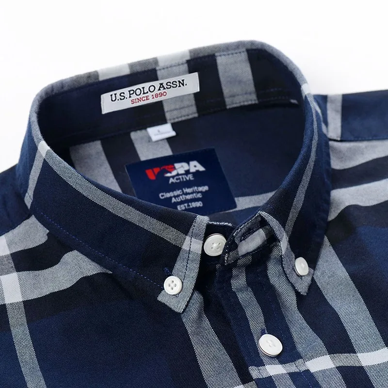 США Мужская хлопковая рубашка в клетку с длинным рукавом | одежда
