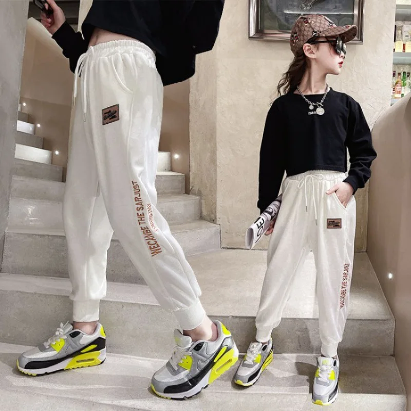 

Girl Sport Trousers Springs Big Children's Clothes Sports Pant Girls Loose Casual Pants Kids Streetwear Loose Sports Pants