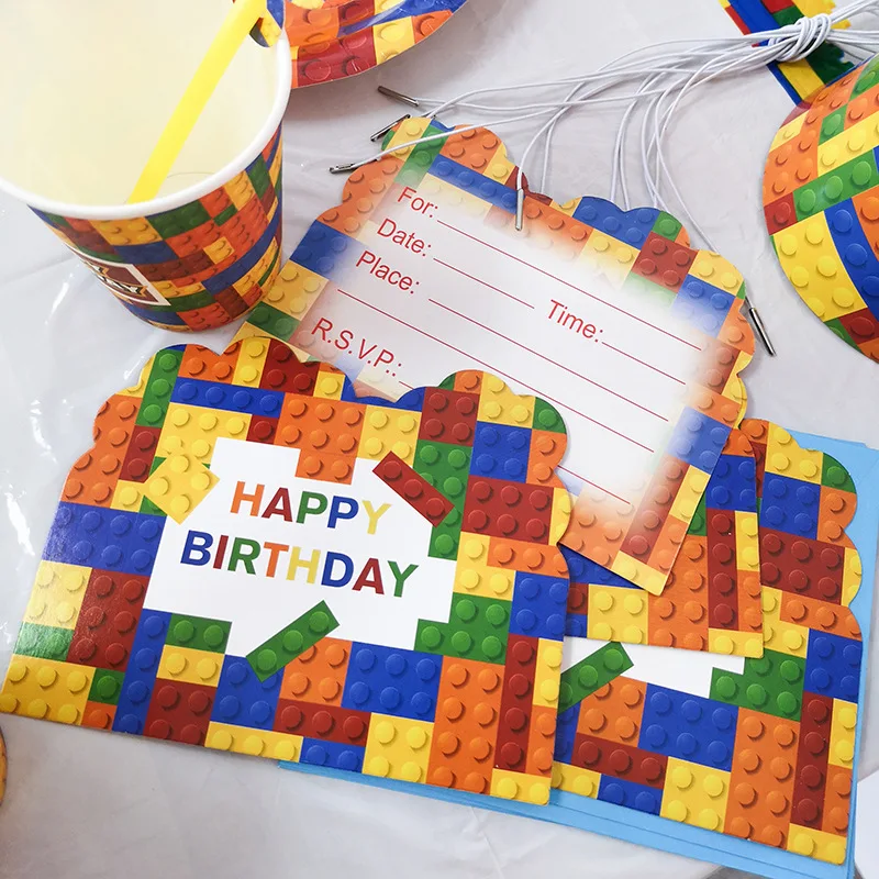 Строительные блоки тематические вечерние украшения посуда бумажный стаканчик