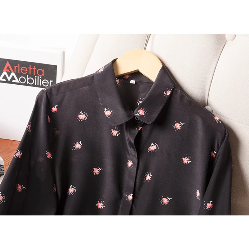 Женская блузка из натурального шелка 2020 тутового шелкопряда с длинным рукавом и