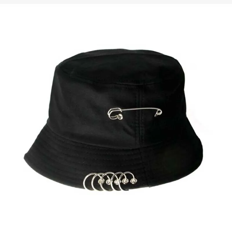 

Fisherman Outdoor Hunting Cool Unisex Iron Ring Bucket Hat Folding Fishing Cap Summer Autumn Fashion Solid Color Fishing Sun Hat