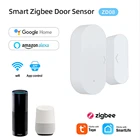 Смарт-датчик двери Tuya zigbee, беспроводной детектор открытия окон и закрытых окон, оповещение от приложения, охранная сигнализация с Alexa Google Home