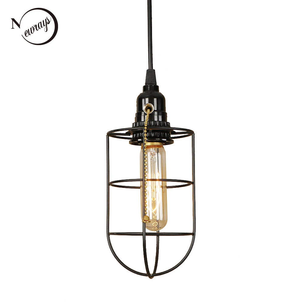 Черная Железная Подвесная лампа E27 в стиле индастриал потолочный светильник