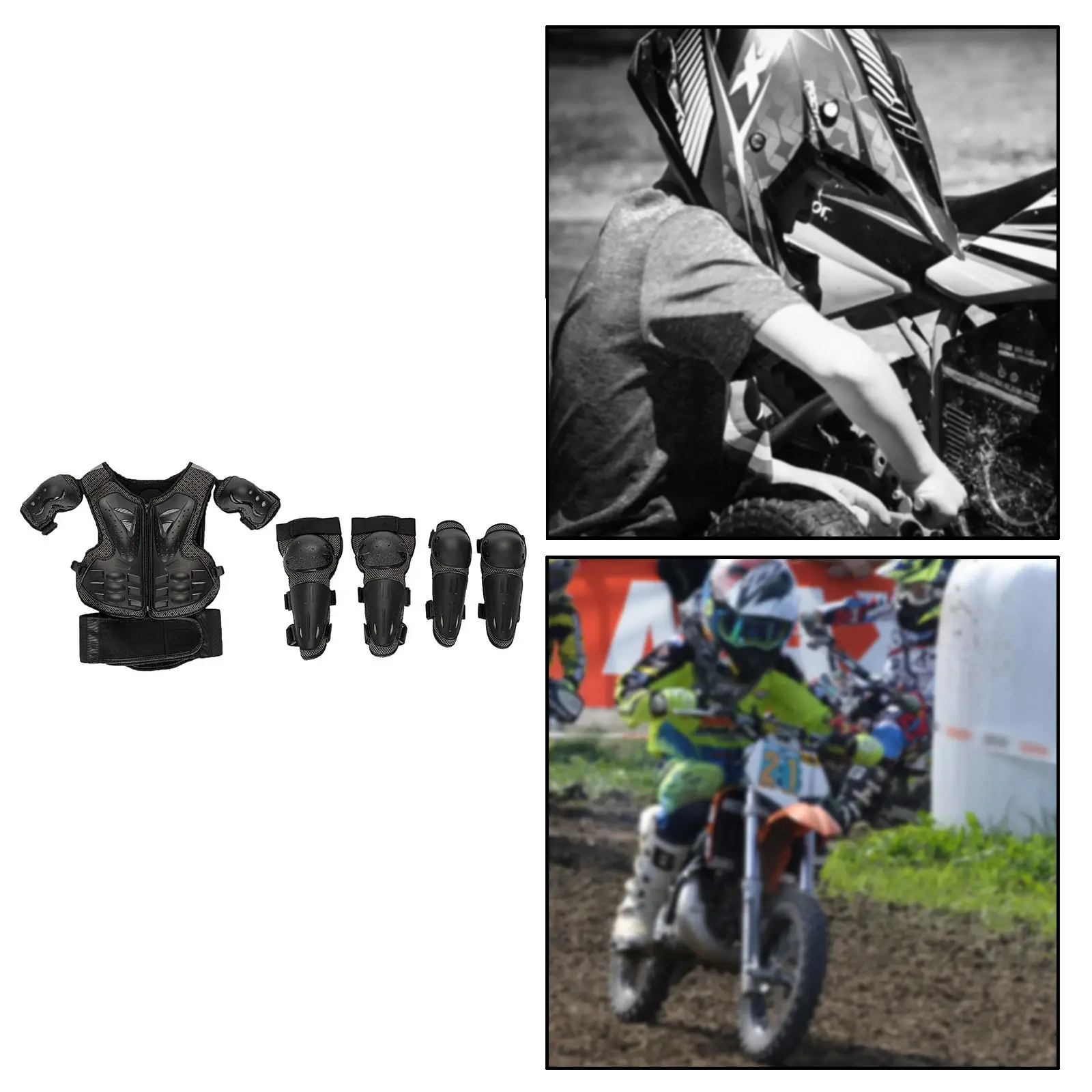 

Child Motorcycle Armor Suit Chest Spine Back Protector Elbow Pads, Flexible