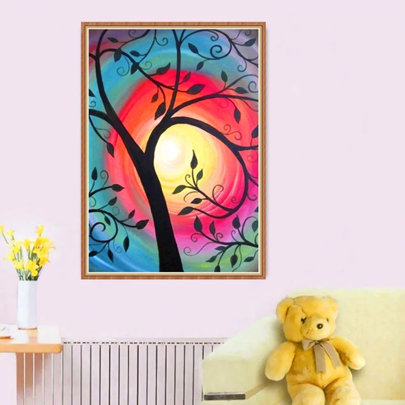 5D Сделай Сам Алмазная искусство цвета с рисунком дерева вышивка крестиком