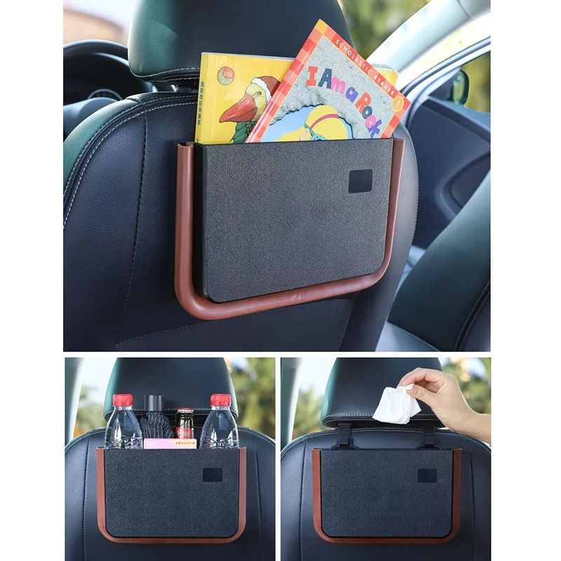 

Hanging Car Trash Can Collapsible Portable Waterproof Garbage Bag Car Organizer Holder Storage Pockets Container