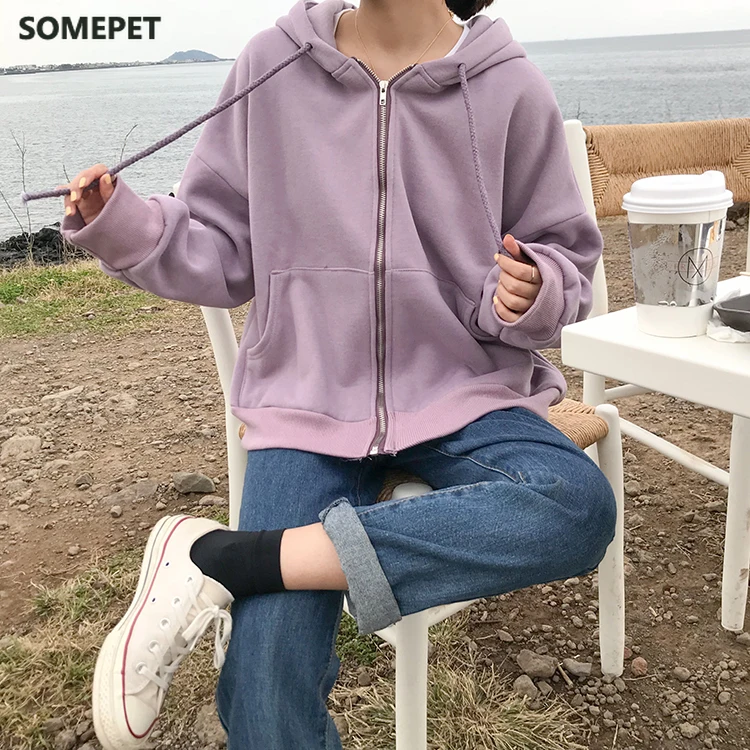 

Women's Sweatshirts Japanese Harajuku Casual Loose Solid Color Sweatshirt Female Korean Kawaii Clothing For Women