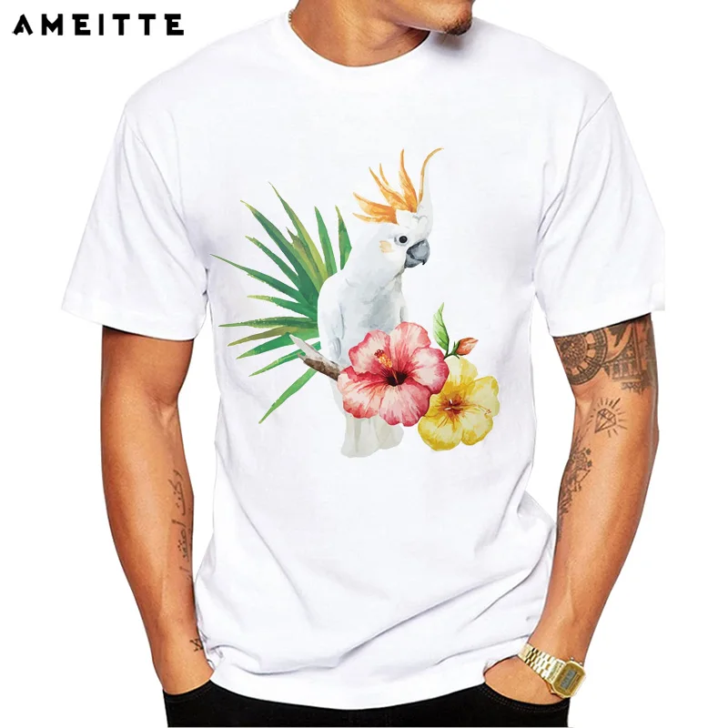 AMEITTE 2019 Белый попугай дизайн Модная Акварельная Пальма листья с принтом Какаду