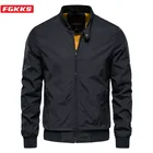 Мужская бейсбольная куртка FGKKS, однотонная Повседневная куртка-бомбер с воротником-стойкой, осенняя приталенная куртка высокого качества для мужчин