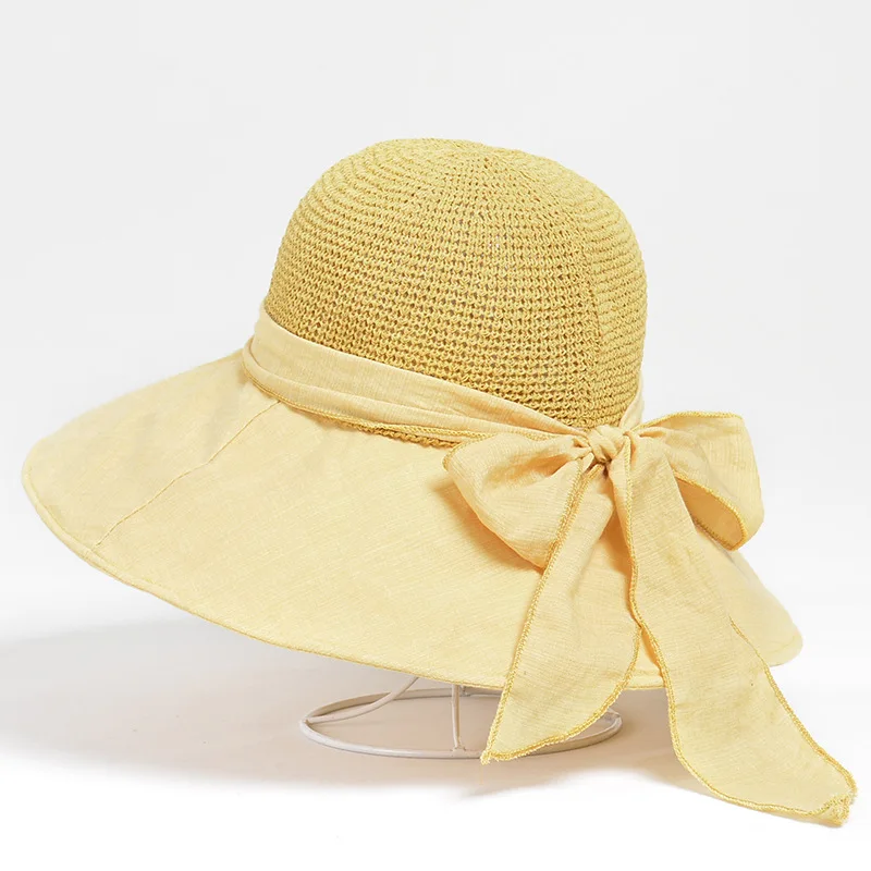 

Sun hat female spring and summer new knitted head stitching sun hat outdoor sunscreen fisherman hat sun hats for women