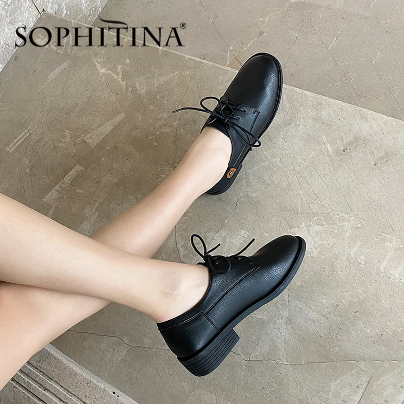 SOPHITINA/Новинка Женская обувь на плоской подошве с круглым носком шнуровке