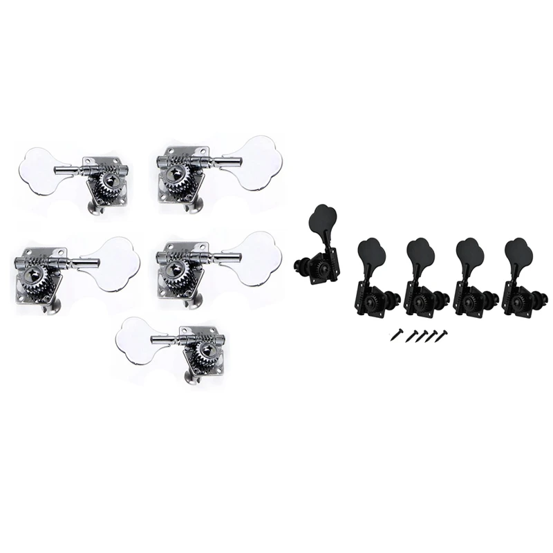 

5Pcs Guitar Accessory Vintage Open Bass Guitar Tuning Keys Pegs Machine Heads Tuners Black 1L4R for 5 Strings Bass