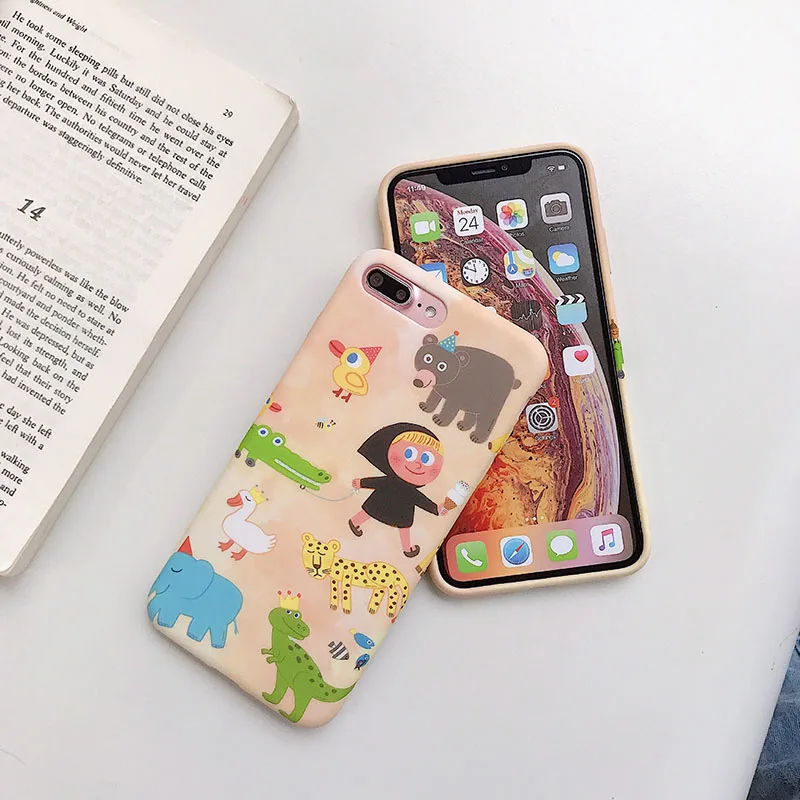 Cute Cartoon Painting Silicone Phone Case for iPhone 6 6s 7 8 Plus X Xs XR Max TPU Soft Back Cover |