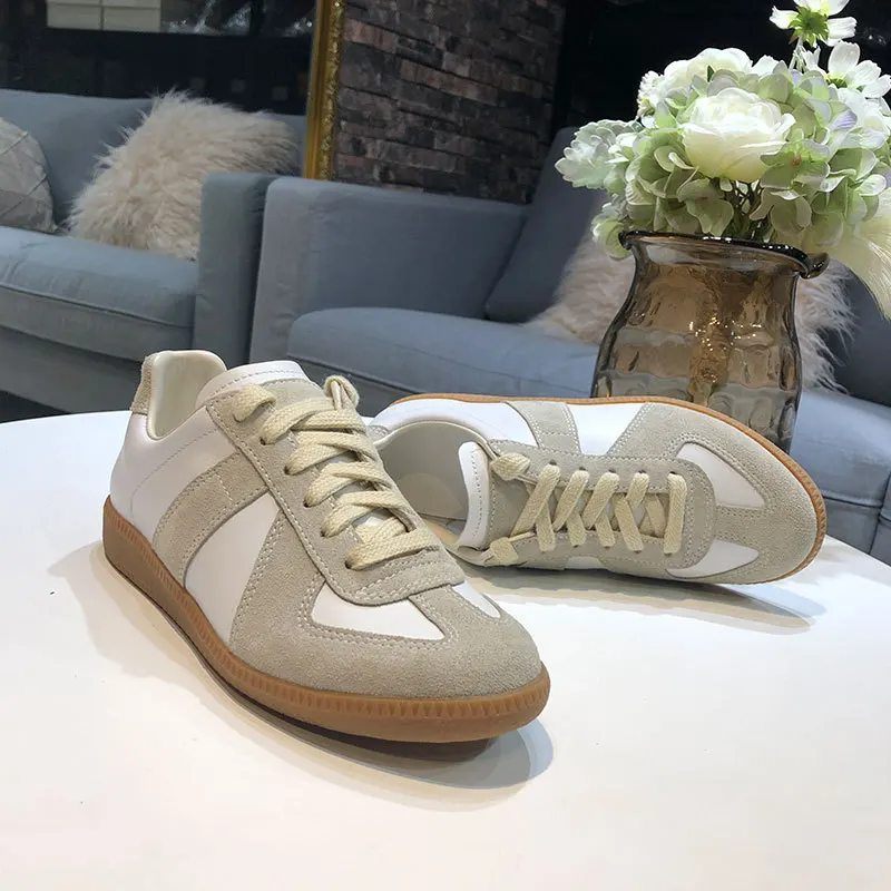 

Casual Genuine Leather Trainer Women's Sneakers Luxury Designer Flat Men Running Shoes Spring Autumn Fashion White Unisex Shoes