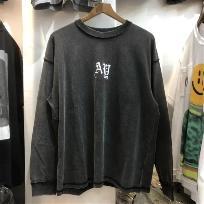 

Autumn And Winter Men And Women Wash Used Chrysanthemum Print High Quality 1:1 Askyursef Long Sleeve Pullover