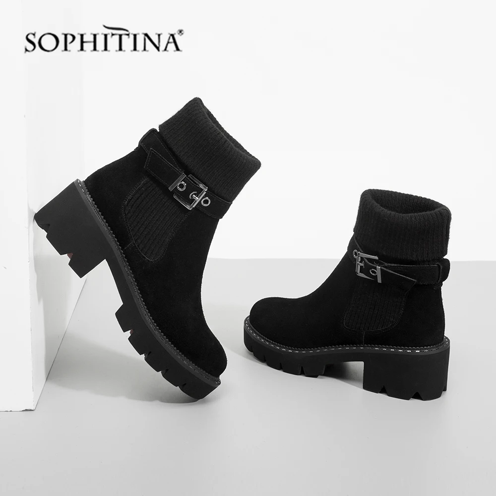 SOPHITINA/стильные женские ботинки Повседневные слипоны ручной работы с круглым