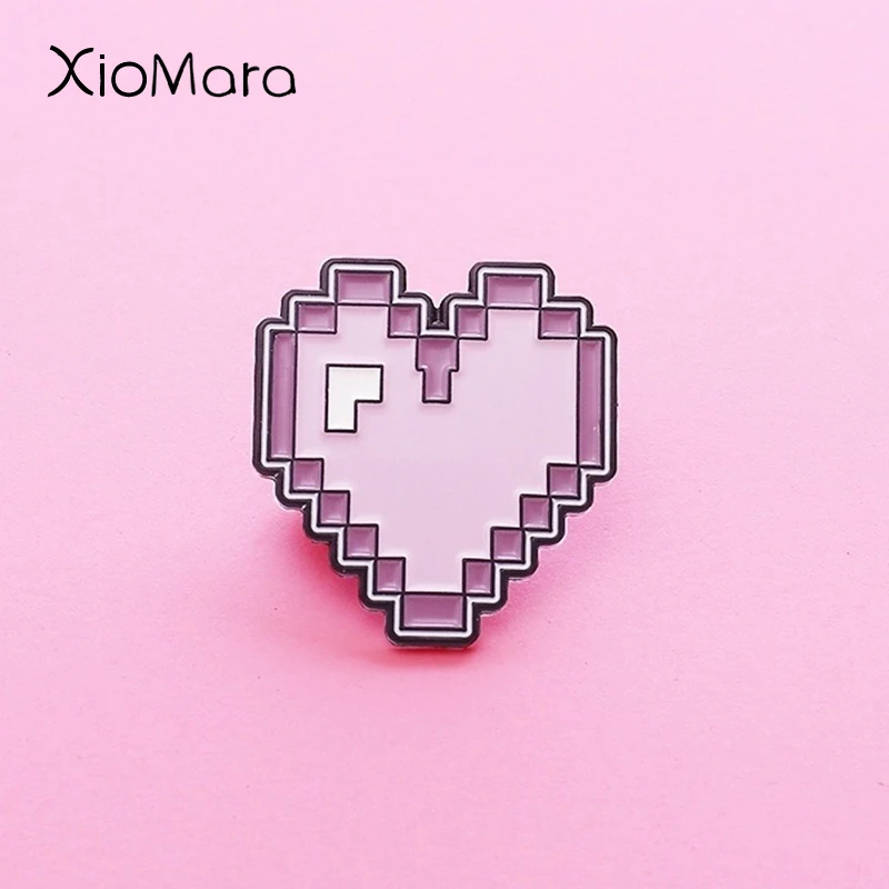 

Retro Pixel Purple Heart Enamel Pin Cute Funy Backpack Hats Accessories Enamel Brooches Pins For Friends