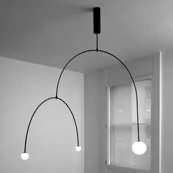 Black Gold Chandelier Pendant Nordic Modern lamp Iron U Line minimalist chandelier Dining Room Designer kitchen island lighting