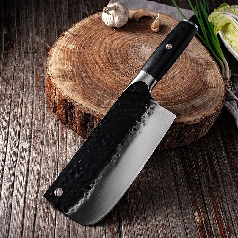 

Forged Kitchen Knife Traditional Handmade Hammer Stainless Steel Chef's Chopper Cooking Knives Nakiri Meat Slicer Butcher Knife