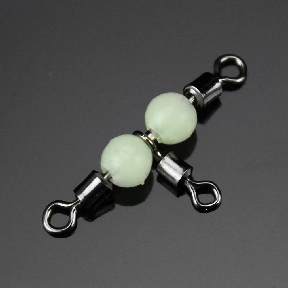 

10pcs Swivel Solid Ring Luminous Beads Rolling Bearing Connector Fishing Accessories Snap PJ0012