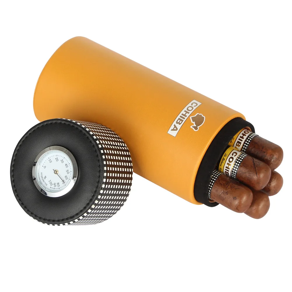 Сигарная трубка для путешествий Humidor коробка кожаный портативный чехол сигар