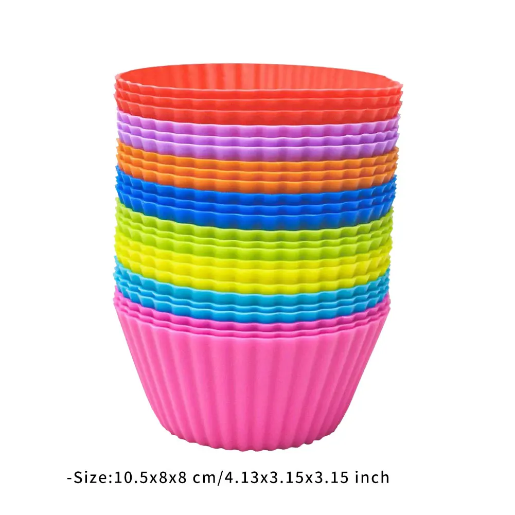 

24PCS DIY Silicone Cupcake Baking Muffin Cases Egg Tart Mould Reusable Cupcake Liners Colourful For Home Kids Discount Product