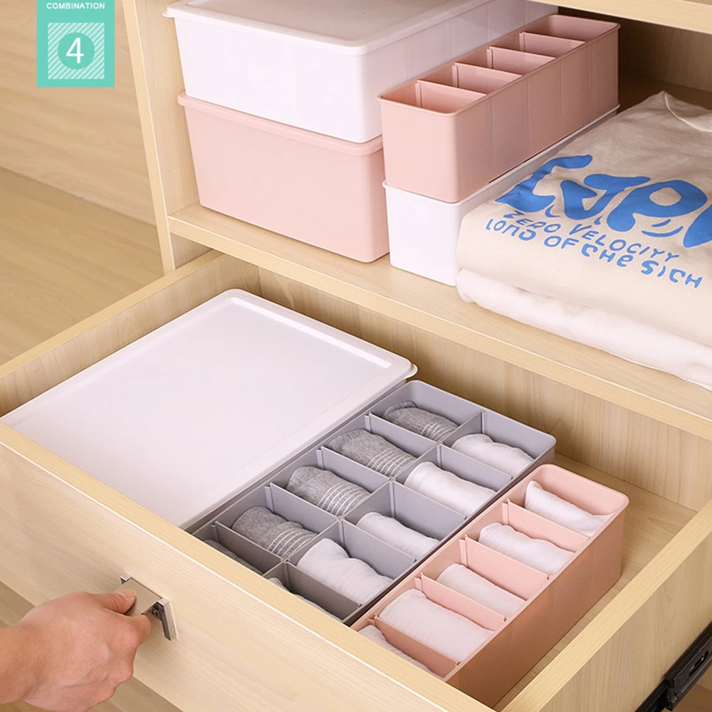 DIY коробка для хранения нижнего белья с крышкой съемные сетки домашний шкаф ящик