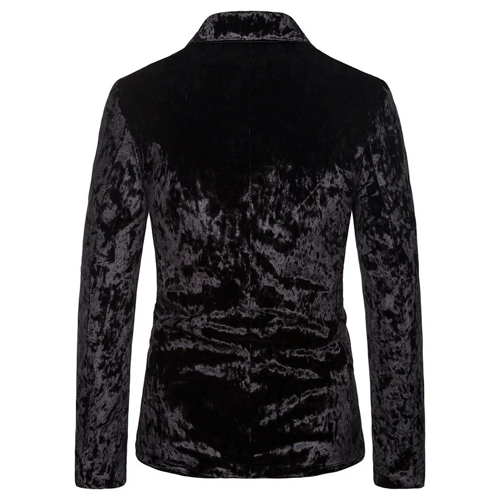 Men's Korean Velvet Blazer Winter Autunm New Fashion Charm Men Casual Fit Slim Suit One Button Business Coat Jacket Solid Blouse